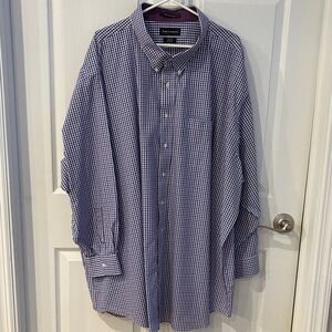 Paul Fredrick Men's Blue, Purple and White Checkered Shirt